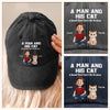 Custom Vintage Washed Denim Baseball Cap US - Personalized Birthday Gifts For Cat Lovers, Cat Mom And Dad - Adventures With My Furry Fam