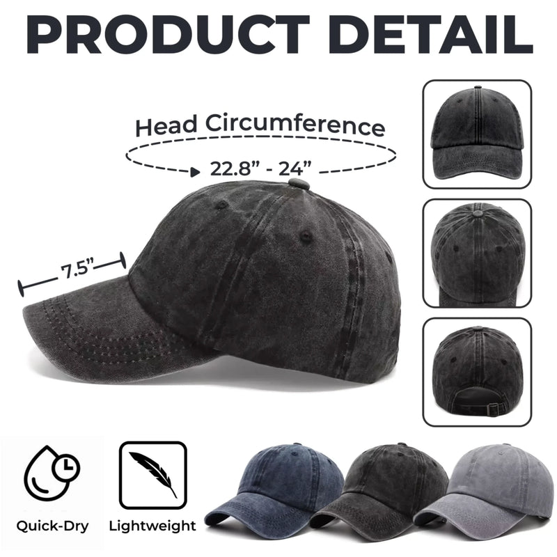 Custom Vintage Washed Denim Baseball Cap US - Personalized Birthday Gifts For Dad, Grandpa - Dad Powered By Kid Smiles