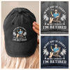 Custom Vintage Washed Denim Baseball Cap US - Personalized Retirement Gifts For Women, Men - Living On Vacation Mode