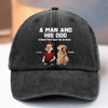 Custom Vintage Washed Denim Baseball Cap US - Personalized Christmas Birthday Gifts For Dog Lovers, Dog Dad And Mom - Fluffy Crew Forever