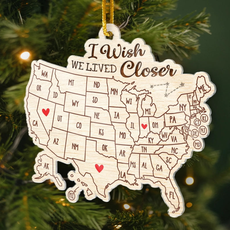 Custom Long Distance Acrylic Ornament - Personalized Best Friend Christmas Birthday Gifts For Women, Besties, Sisters, BFF - Besties Across The Miles
