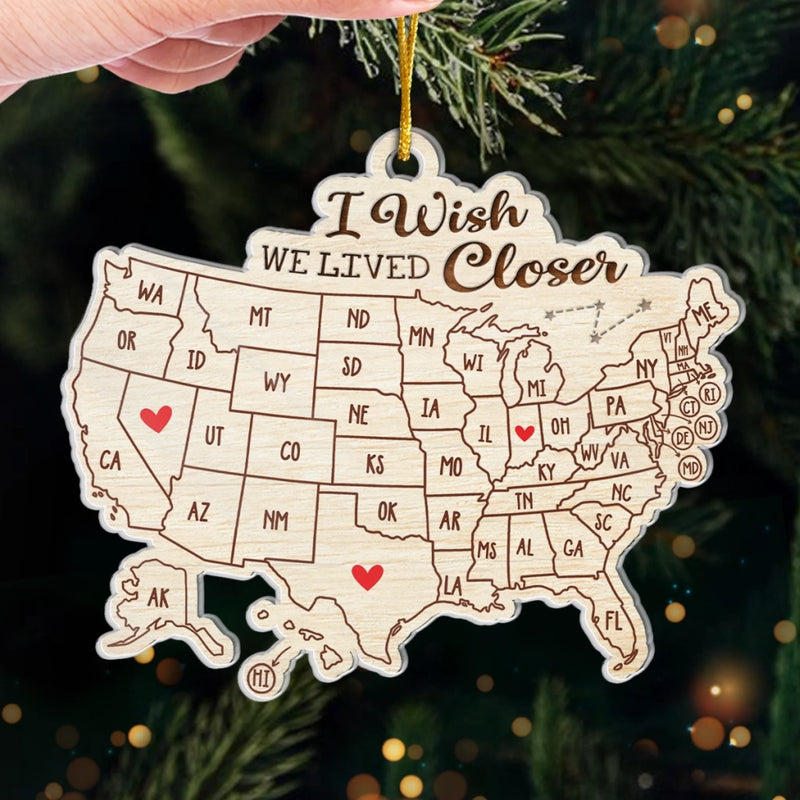 Custom Long Distance Acrylic Ornament - Personalized Best Friend Christmas Birthday Gifts For Women, Besties, Sisters, BFF - Besties Across The Miles