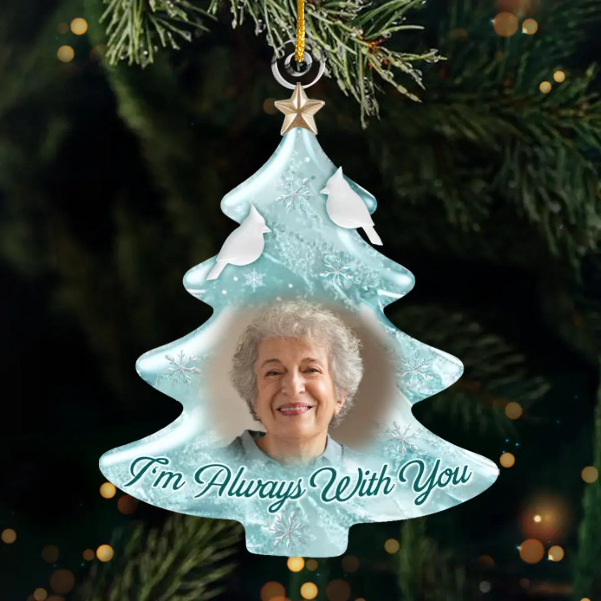 Custom Photo Acrylic Ornament - Personalized Christmas Memorial Sympathy Gifts For Loss Of Mom, Dad - Always Loved Always Remembered Forever