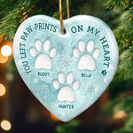 Custom Ceramic Ornament - Personalized Pet Christmas Memorial Sympathy Gifts For Dogs, Cats - Paws In Hearts Forever Loved