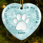Custom Ceramic Ornament - Personalized Pet Christmas Memorial Sympathy Gifts For Dogs, Cats - Paws In Hearts Forever Loved