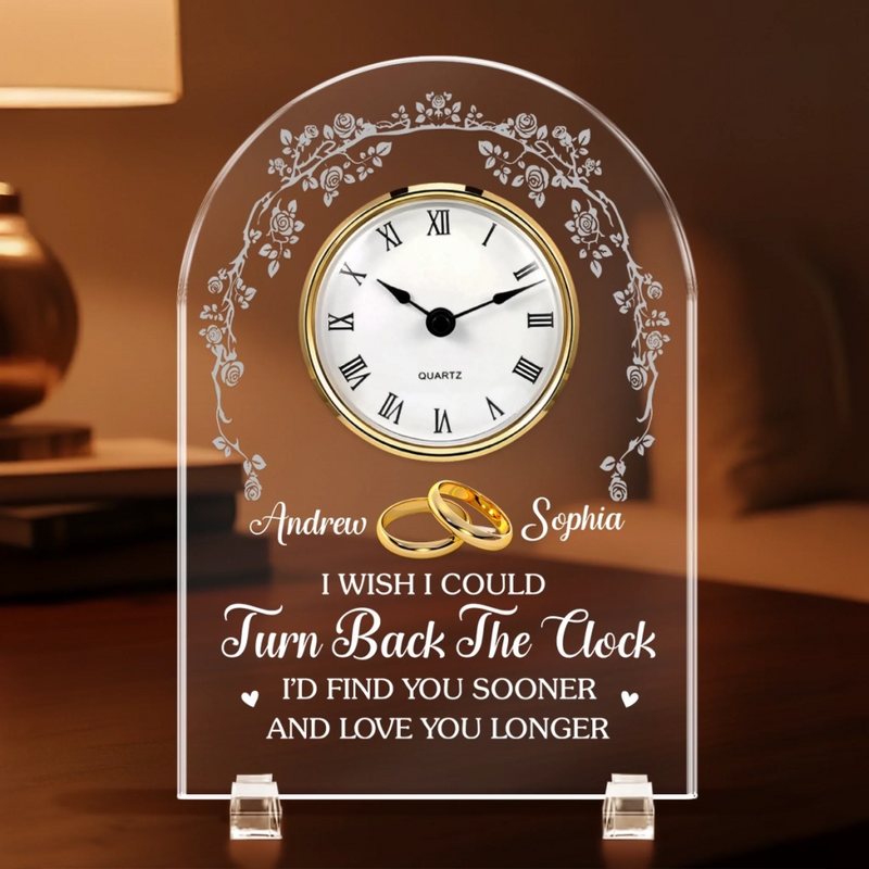 Custom Acrylic Desk Clock - Personalized Anniversary Wedding Gifts For Husband And Wife, Him And Her - You Me Same Forever Energy