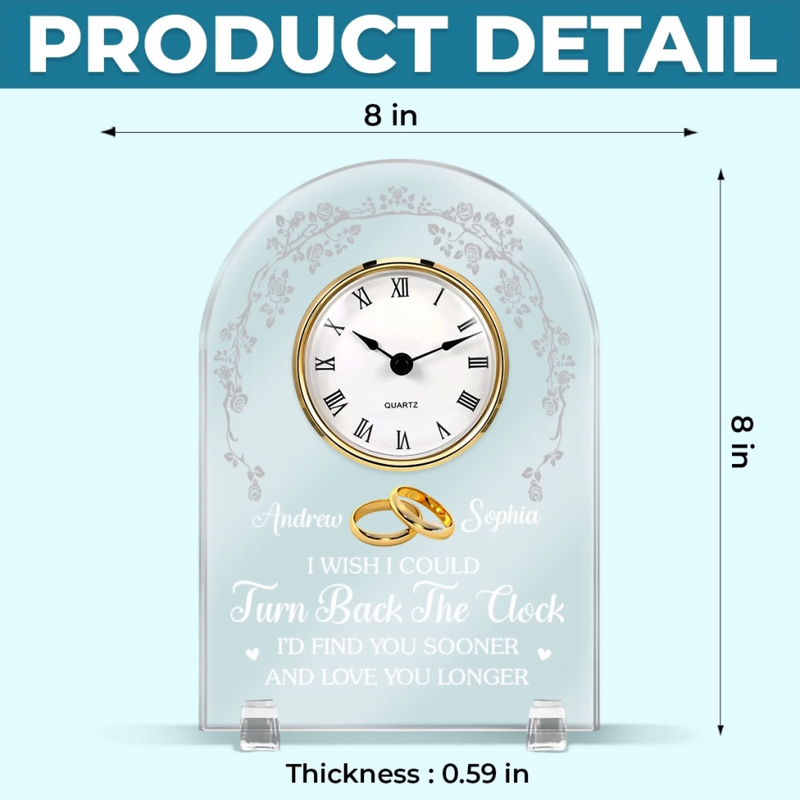 Custom Acrylic Desk Clock - Personalized Anniversary Wedding Gifts For Husband And Wife, Him And Her - You Me Same Forever Energy