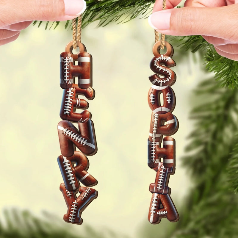 Custom Letter Wooden Ornament - Personalized Christmas Birthday Football Gifts For Family, Football Lovers, Sports Fans, Sports Lovers - Together We Win