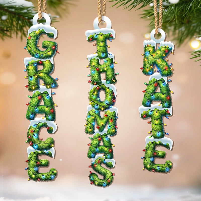 Custom Pine Tree Letter Wooden Ornament - Personalized Christmas Birthday Gifts For Mom, Dad, Brother, Sister, Kids - Home Is Wherever We Gather