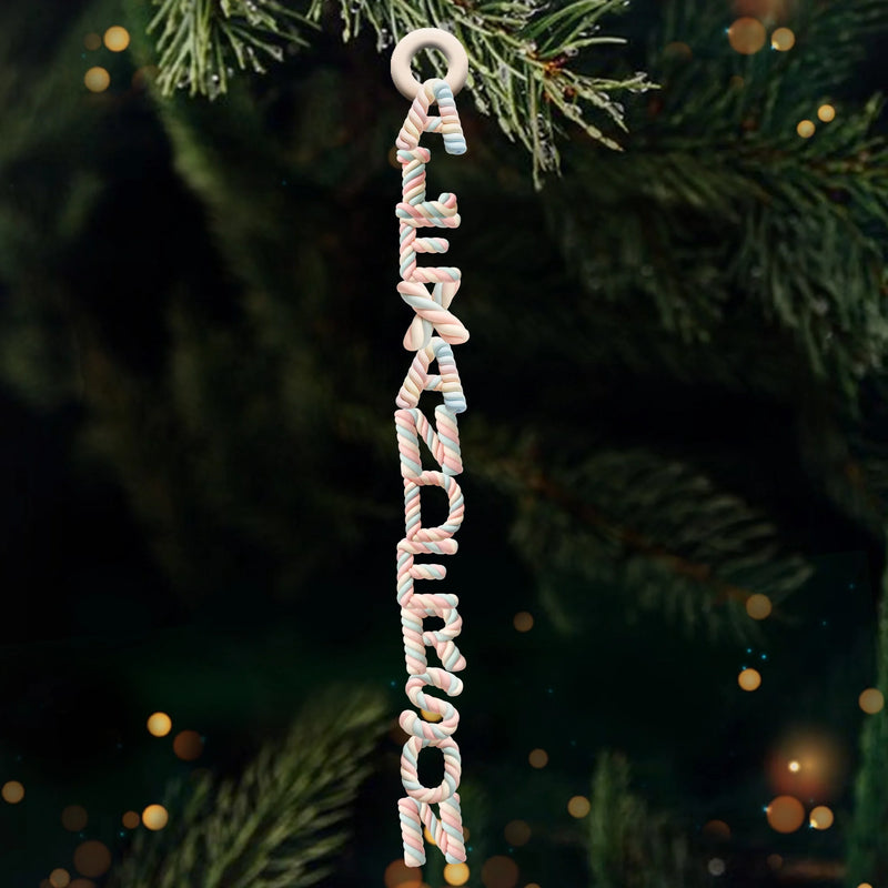Custom Marshmallow Letter Wooden Ornament - Personalized Christmas Birthday Gifts For Mom, Dad, Brother, Sister, Kids - Growing Love One Day At A Time