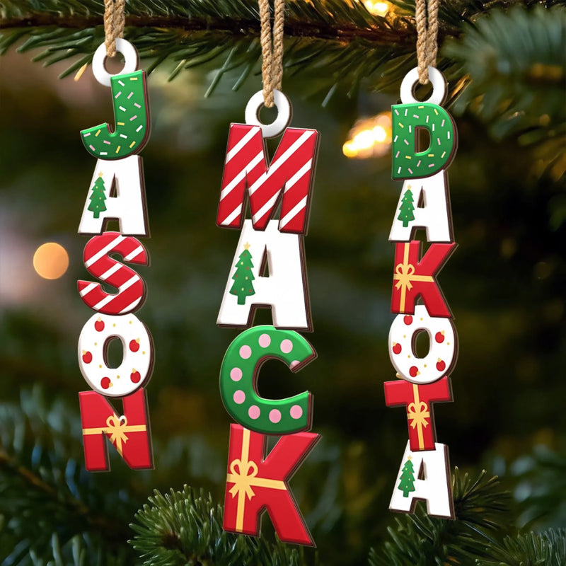 Custom Letter Wooden Ornament - Personalized Christmas Birthday Gifts For Mom, Dad, Brother, Sister, Kids - A Little Candy Cane Magic