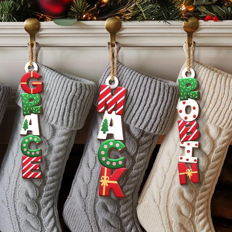 Custom Letter Wooden Ornament - Personalized Christmas Birthday Gifts For Mom, Dad, Brother, Sister, Kids - A Little Candy Cane Magic