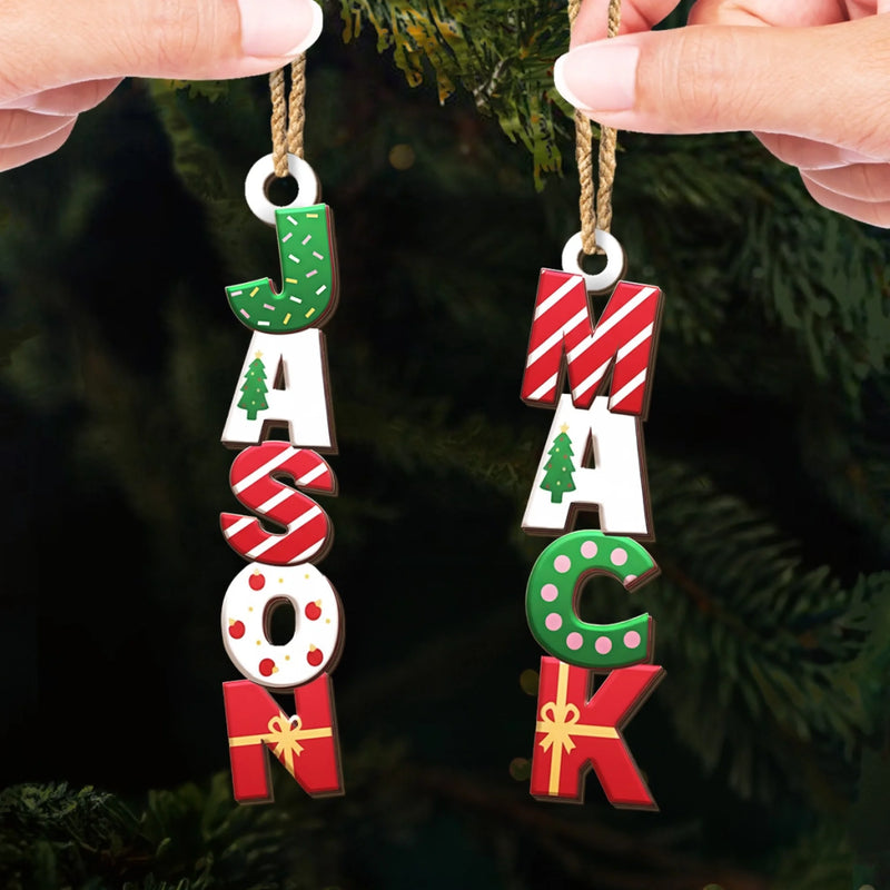 Custom Letter Wooden Ornament - Personalized Christmas Birthday Gifts For Mom, Dad, Brother, Sister, Kids - A Little Candy Cane Magic