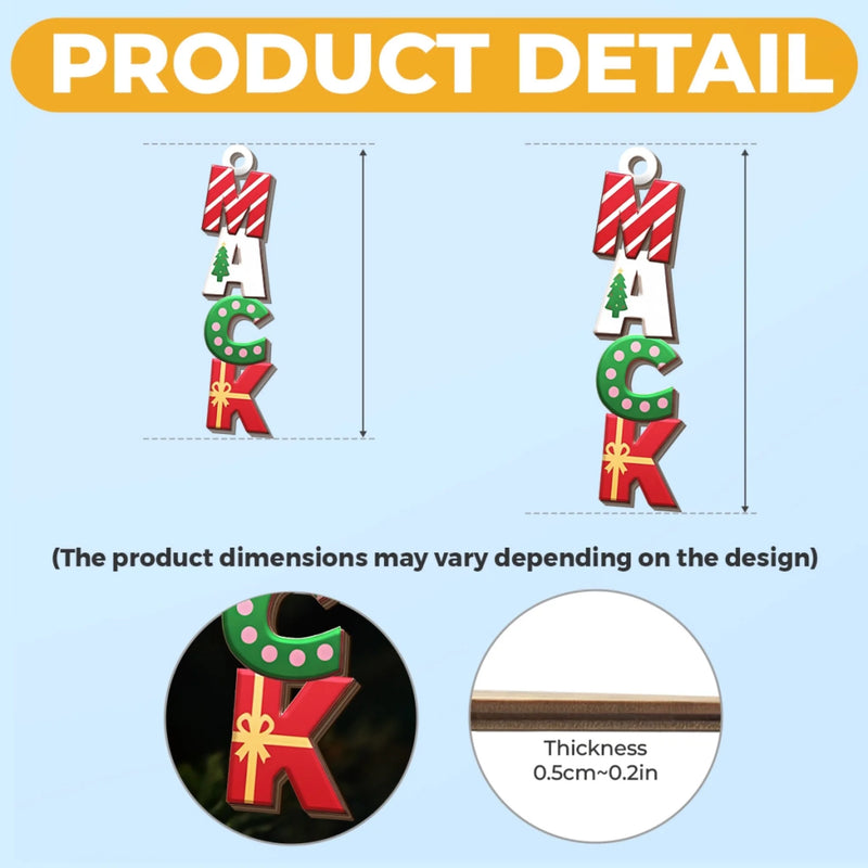 Custom Letter Wooden Ornament - Personalized Christmas Birthday Gifts For Mom, Dad, Brother, Sister, Kids - A Little Candy Cane Magic