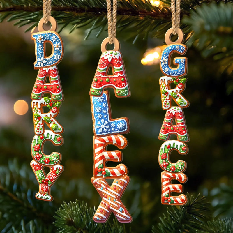 Custom Gingerbread Letter Wooden Ornament - Personalized Christmas Birthday Gifts For Mom, Dad, Brother, Sister, Kids - The Sweetest Stocking Stuffer