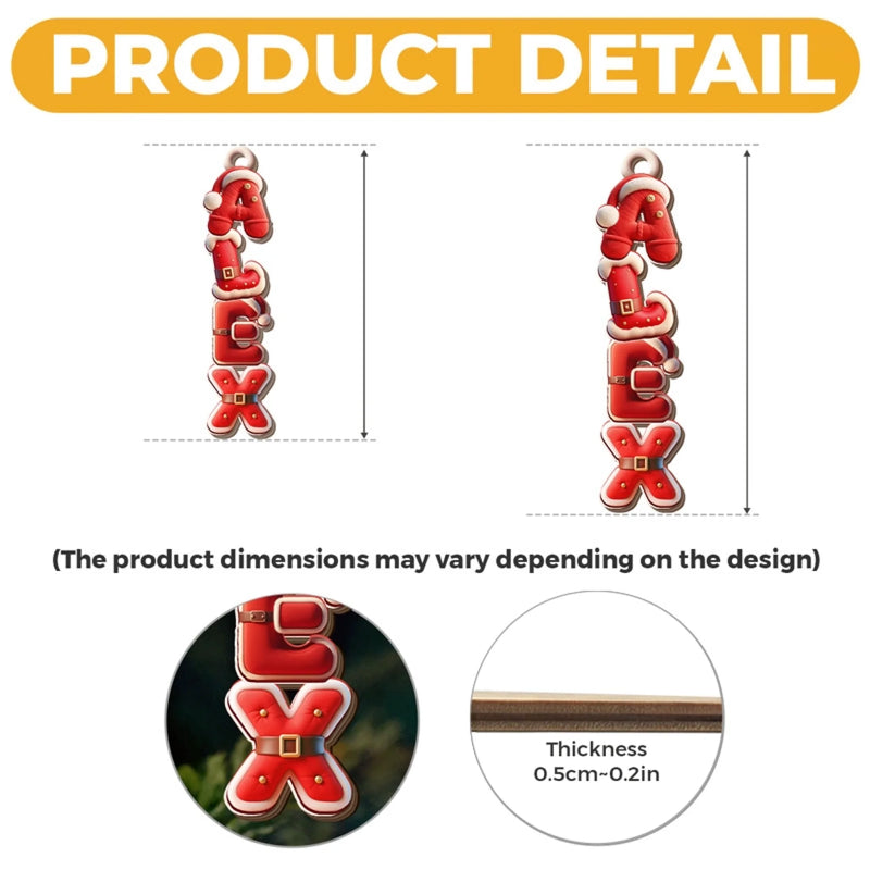 Custom Santa Suit Letter Wooden Ornament - Personalized Christmas Birthday Gifts For Mom, Dad, Brother, Sister, Kids - Built On Love Held By Us
