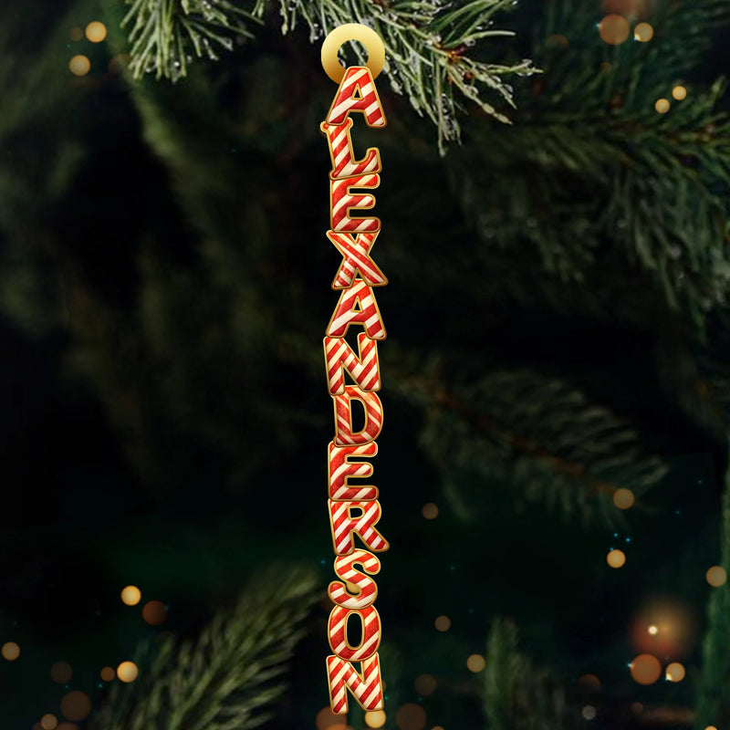 Custom Candy Cane Letter Wooden Ornament - Personalized Christmas Birthday Gifts For Mom, Dad, Brother, Sister, Kids - A Treat That Never Melts