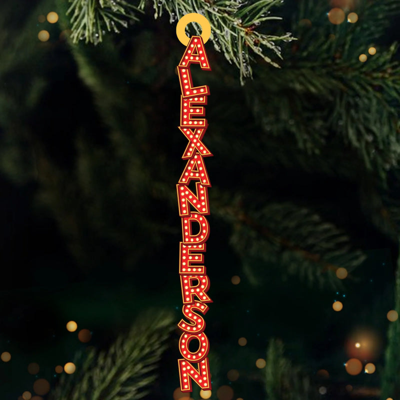 Custom Marquee Letter Wooden Ornament - Personalized Christmas Birthday Gifts For Mom, Dad, Brother, Sister, Kids - Holiday Marquee Moment