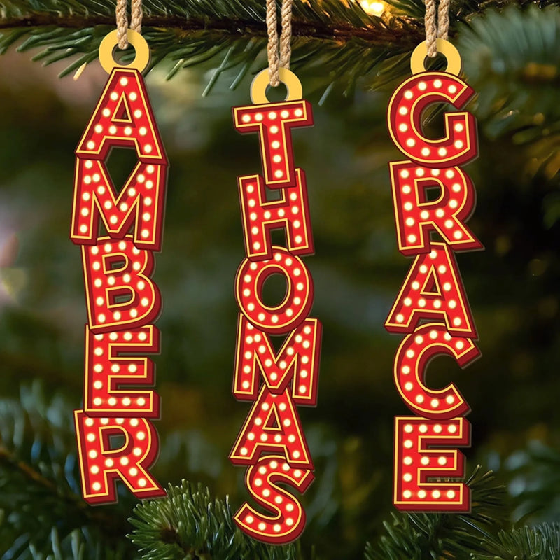 Custom Marquee Letter Wooden Ornament - Personalized Christmas Birthday Gifts For Mom, Dad, Brother, Sister, Kids - Holiday Marquee Moment