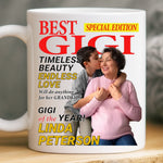 Custom Photo Magazine Mug - Personalized Birthday Gifts For Grandma - Her Love Makes Little Hearts Brighter