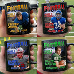Custom Photo Magazine Black Mug - Personalized Christmas Birthday American Football Gifts For Football Lovers, Sports Fans, Sports Lovers - Game On, Greatness In Motion
