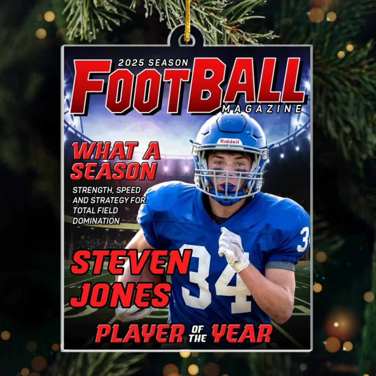 Custom Photo Magazine Acrylic Ornament - Personalized Christmas Birthday American Football Gifts For Football Lovers, Sports Fans, Sports Lovers - Born To Break Records