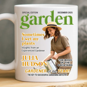 Custom Photo Magazine Mug - Personalized  Christmas Birthday Garden Gifts For Gardeners - Dirt Therapy Enthusiast