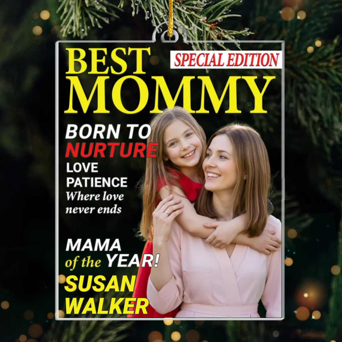 Custom Photo Magazine Acrylic Ornament - Personalized Christmas Birthday Gifts For Mom - Her Love Lights Everything