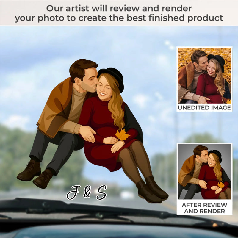 Custom Photo Acrylic Car Ornament - Personalized Anniversary Wedding Gifts For Husband And Wife, Him And Her - Love Never Ends