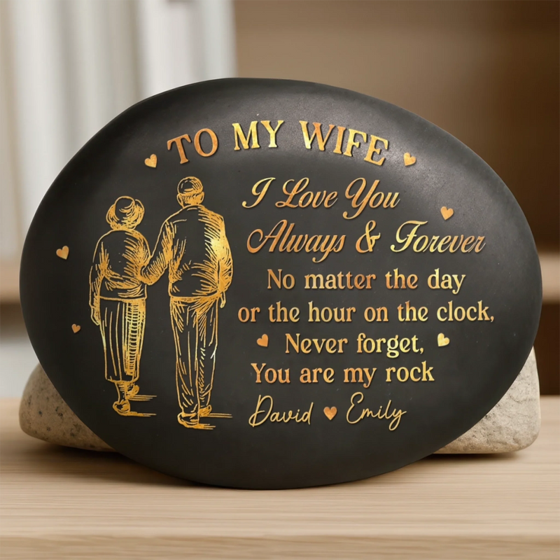 Custom Printed Rock - Personalized Anniversary Wedding Gifts For Husband And Wife, Him And Her - Our Sweet Memories