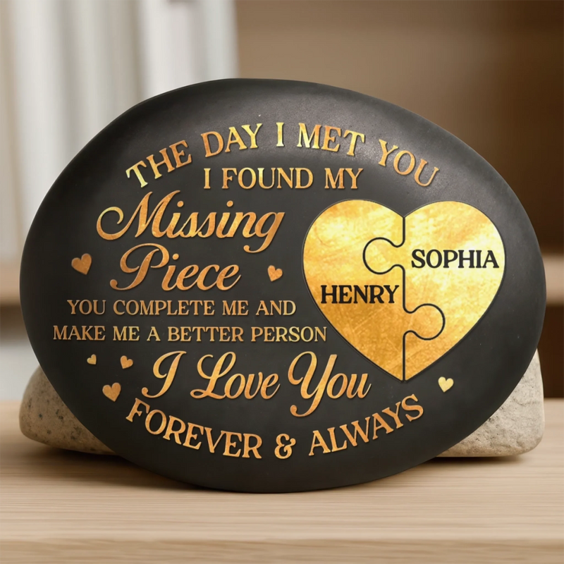 Custom Photo Printed Rock - Personalized Anniversary Wedding Gifts For Husband And Wife, Him And Her - Love That Time Honors