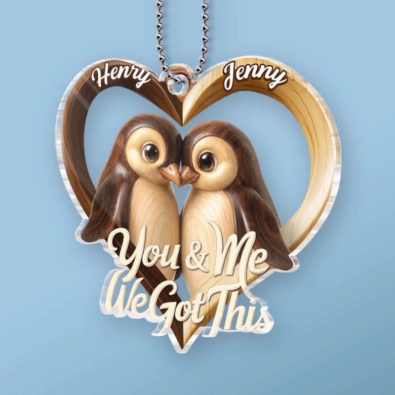 Custom Acrylic Car Ornament - Personalized Anniversary Wedding Gifts For Husband And Wife, Him And Her - Holding You Feels Like Home