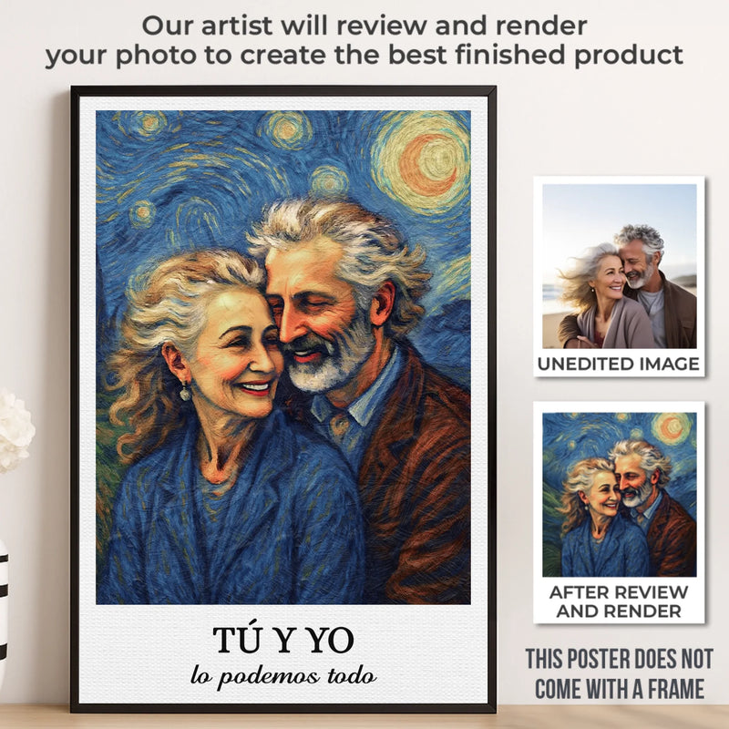 Poster Vertical con Foto Personalizada - Regalos Personalizados de Aniversario y Boda para Esposo y Esposa, El y Ella - Contigo Todo Es Mejor