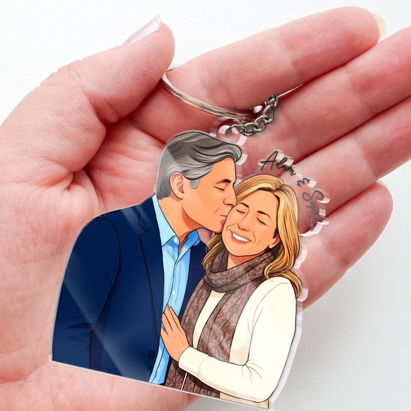 Custom Photo Shaped Acrylic Keychain - Personalized Anniversary Wedding Gifts For Husband And Wife, Him And Her - Love In Every Moment