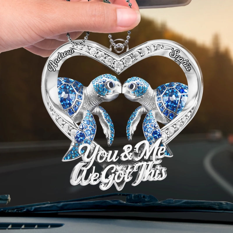 Custom Acrylic Car Ornament - Personalized Anniversary Wedding Gifts For Husband And Wife, Him And Her - Our Story Never Ends