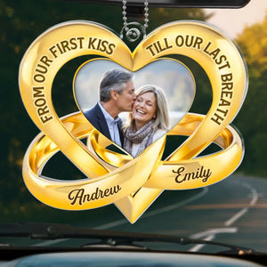 Custom Photo Acrylic Car Ornament - Personalized Anniversary Wedding Gifts For Husband And Wife, Him And Her - Loving You Comes Easy