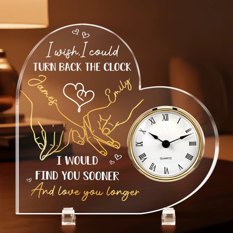 Custom Acrylic Desk Clock - Personalized Anniversary Wedding Gifts For Husband And Wife, Him And Her - My Favorite Place Is You
