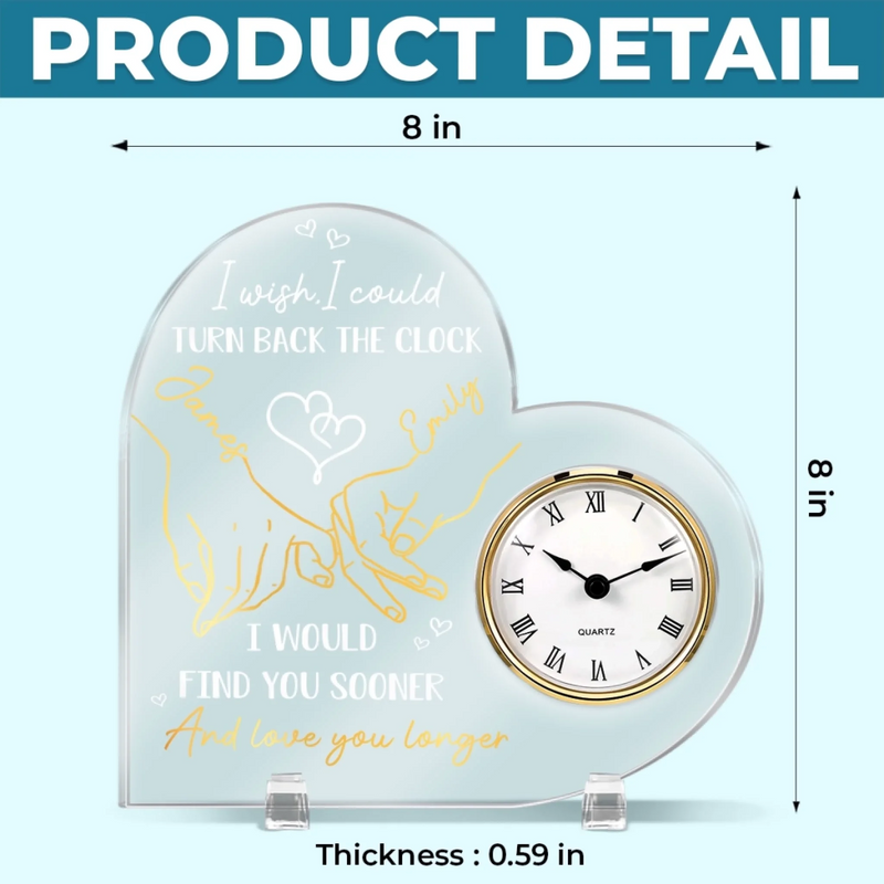 Custom Acrylic Desk Clock - Personalized Anniversary Wedding Gifts For Husband And Wife, Him And Her - My Favorite Place Is You