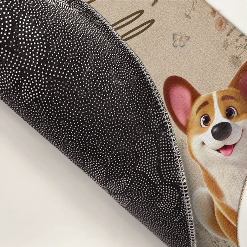 Custom Home Decor Decorative Mat - Personalized Birthday Gifts For Dog Cat Lovers, Dog Dad And Mom, Cat Owners - Welcome To Our Happy Place