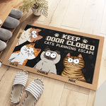 Custom Name Funny Cat Escape Warning Gifts for Cat Lovers - Personalized Doormat
