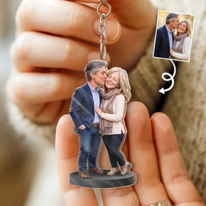 Custom Photo Shaped Acrylic Keychain - Personalized Anniversary Wedding Gifts For Husband And Wife, Him And Her - Still Choosing You Daily