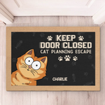Custom Name Funny Cat Escape Warning Gifts for Cat Lovers - Personalized Doormat