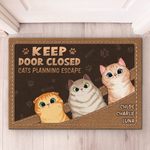 Custom Name Cats Planning Escape Gifts - Personalized Doormat