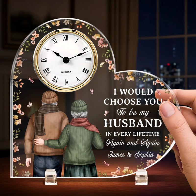 Custom Acrylic Desk Clock - Personalized Anniversary Wedding Gifts For Husband And Wife, Him And Her - Side By Side Always Us