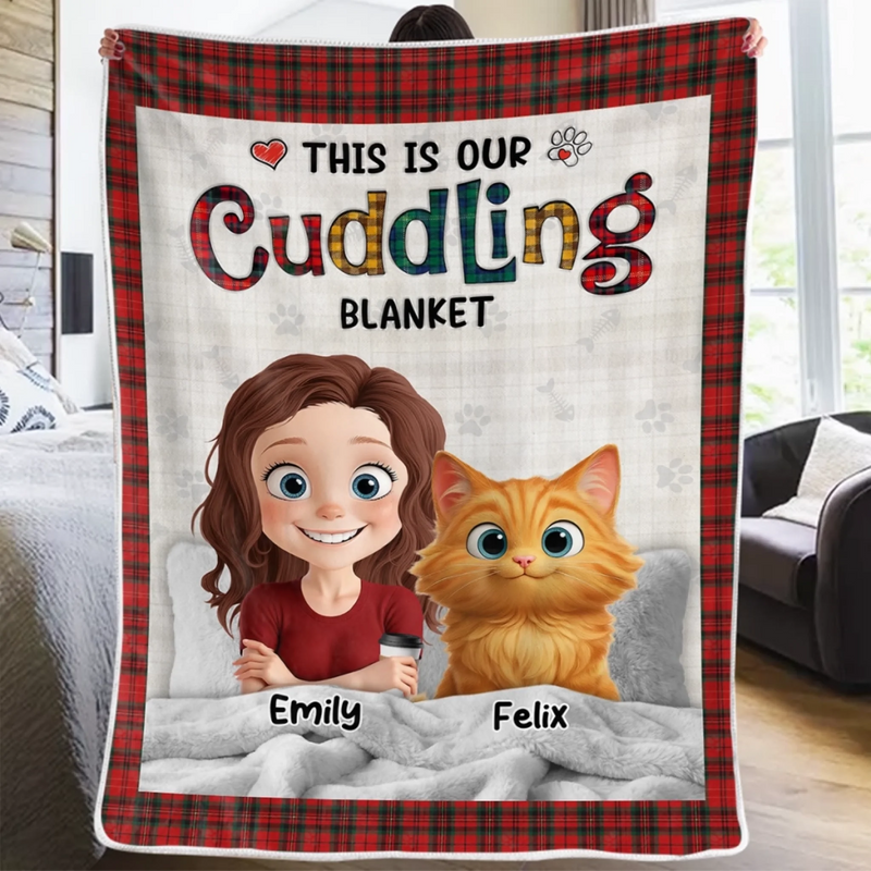 Custom Blanket - Personalized  Birthday Gifts For Cat Lovers, Cat Mom And Dad - Purr Mode On