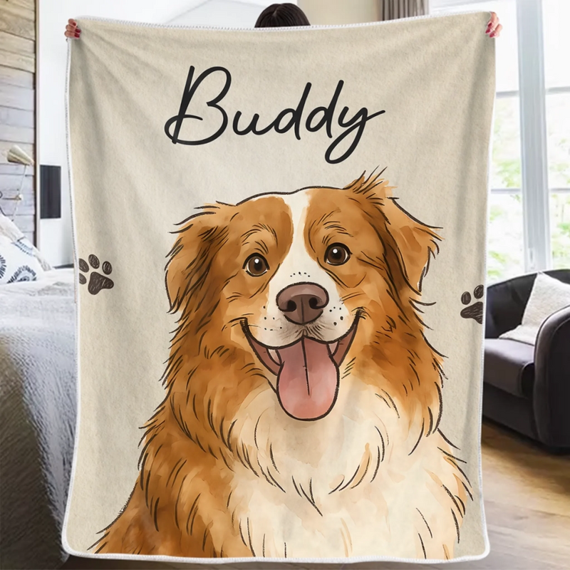 Custom Photo Blanket - Personalized Birthday Gifts For Dog Cat Lovers, Dog Dad And Mom, Cat Owners - Just Pure Happiness