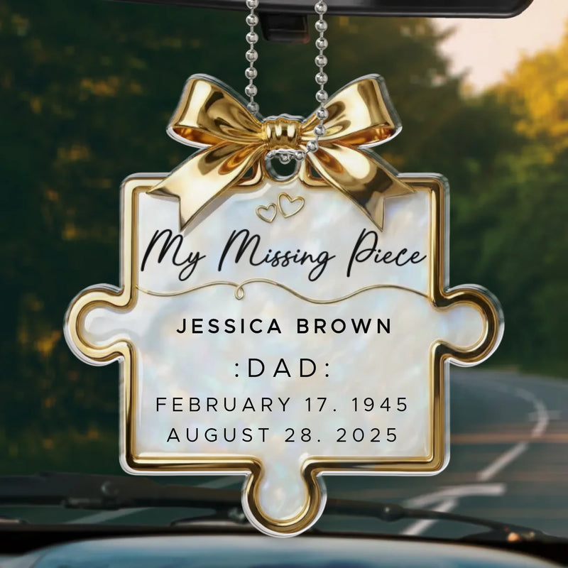 Custom Acrylic Car Ornament - Personalized Memorial Sympathy Gifts For Loss Of Mom, Dad - Forever Along My Journey