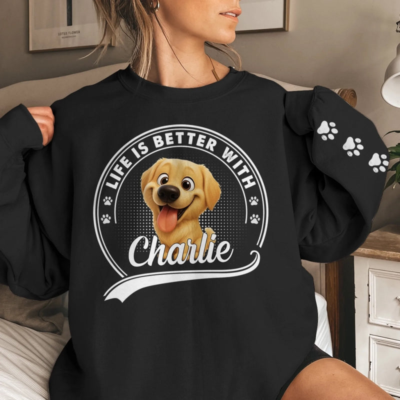 Custom Unisex Sweatshirt, Hoodie With Design On Sleeve - Personalized Birthday Gifts For Dog Lovers, Dog Dad And Mom - Best Life Companion