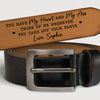 Custom Engraved Leather Belt - Personalized Anniversary Wedding Gifts For Husband And Wife, Him And Her - Love Feels Calm With You