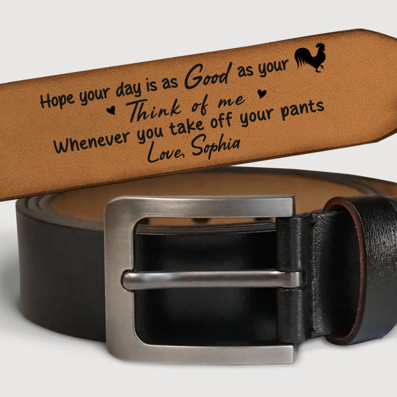 Custom Engraved Leather Belt - Personalized Anniversary Wedding Gifts For Husband And Wife, Him And Her - Together Is My Favorite Place